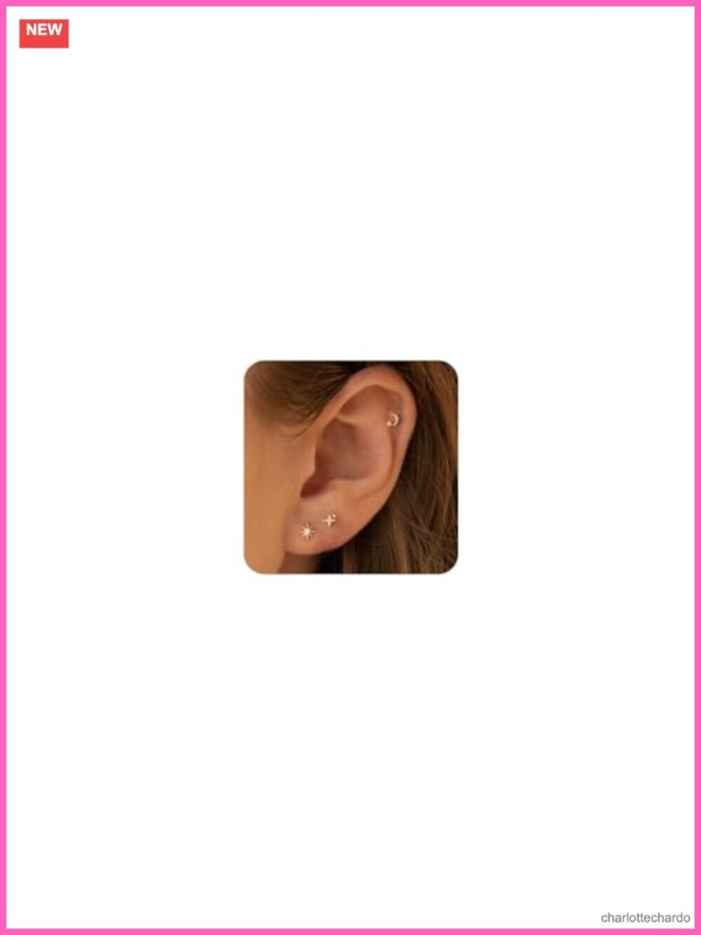 Tiny Flat Back Stud Earrings 14K Gold Plated Silver Hypoallergenic Cartilage
